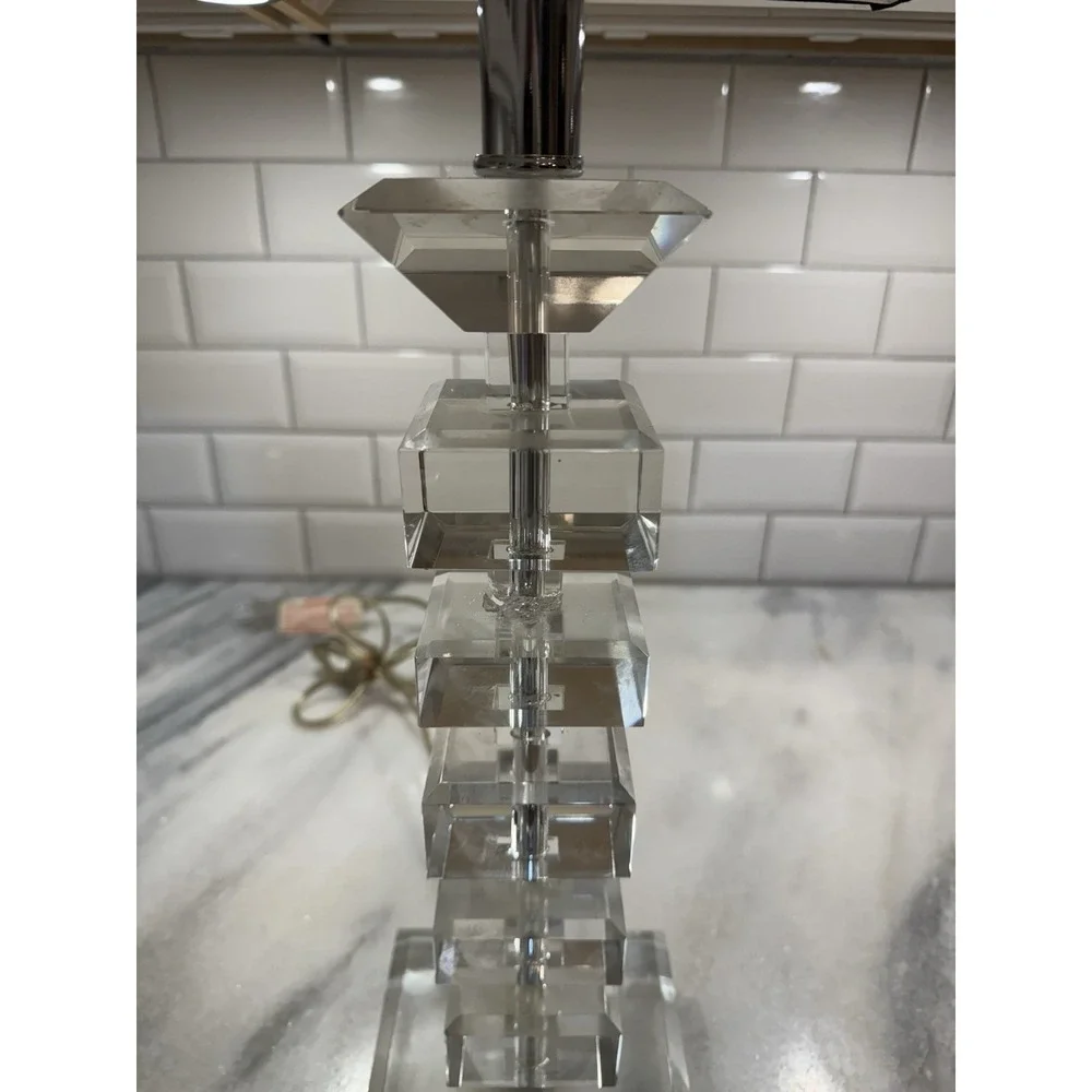 Amazing 1970's Rare Vintage MCM Lucite Stacked Square‎ Table Lamp GW997
